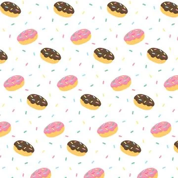 Hand drawn vector illustration of donut chocolate frosting and icing pattern 스톡 일러스트