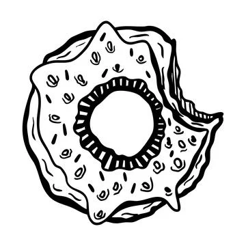 Hand drawn vector illustration of donut, black line Illustration