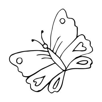 Hand drawn vector illustration of doodle butterfly silhouette Illustrazione stock