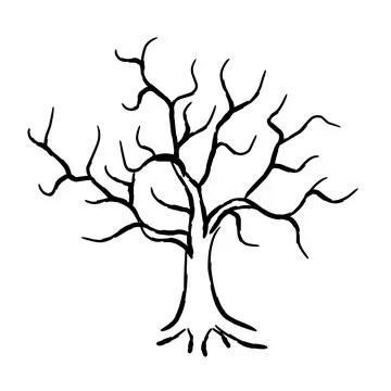 Hand drawn vector illustration of dry tree. Bare branches, on a white background Stockillustratie