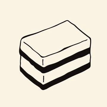 Hand drawn vector illustration of a dual sided dish sponge for kitchen Stock Illustration