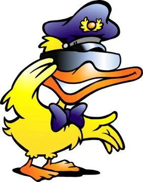 Hand-drawn vector illustration of an duck in uniform Stock Illustration