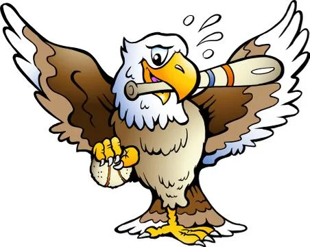 Hand-drawn vector illustration of an eagle playing baseball Stock Illustration