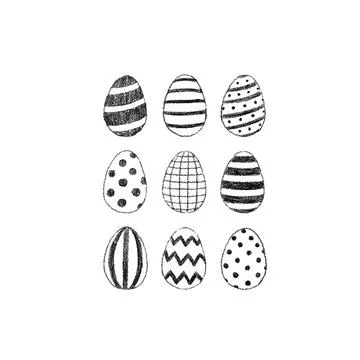 Hand drawn vector illustration of Easter egg set on white background. 스톡 일러스트