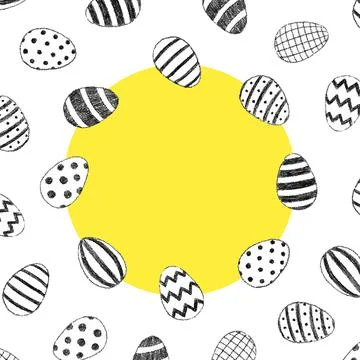 Hand drawn vector illustration of Easter eggs set with blank space for text  Illustrazione stock
