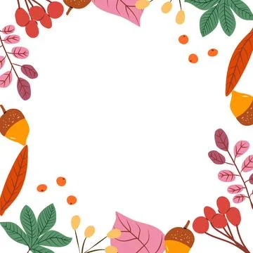 Hand drawn vector illustration of an elegant autumn leaf frame Stock Illustration