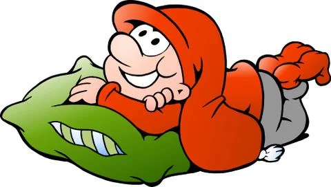 Hand-drawn vector illustration of elf who relaxes Stock Illustration