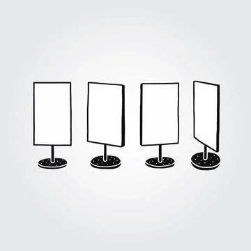 Hand drawn vector illustration of empty sign board stand set. Иллюстрация