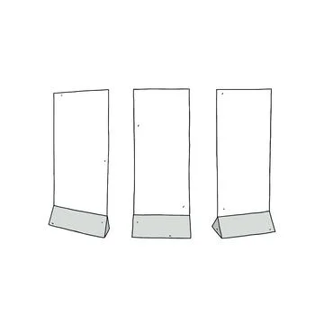 Hand drawn vector illustration of empty advertisement stand. Standing sign. 스톡 일러스트