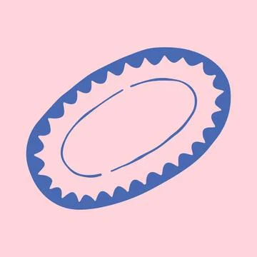 Hand drawn vector illustration of an empty oval serving dish with a decorative Stock Illustration
