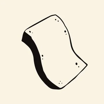 Hand drawn vector illustration of an ergonomic wavy cleaning sponge for Stock Illustration