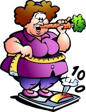 Hand-drawn vector illustration of an fat lady Stock Illustration