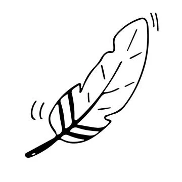 Hand drawn vector illustration of feather in the doodle style. Bird's feather Stock Illustration