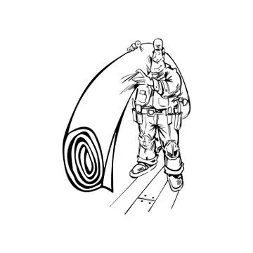 Hand-drawn Vector illustration of a Floor and Carpet Man Stock Illustration