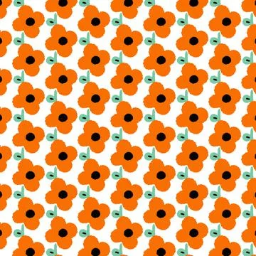 Hand drawn vector illustration of flower pattern in cartoon style. Illustrazione stock