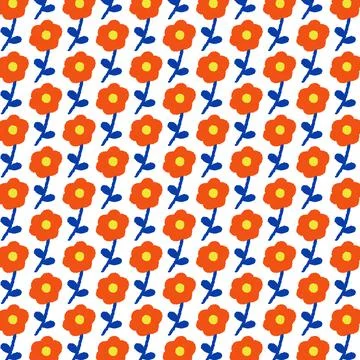 Hand drawn vector illustration of flower pattern on white background. Stock Illustration