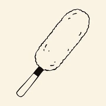 Hand drawn vector illustration of a fluffy duster for home cleaning and Stock Illustration