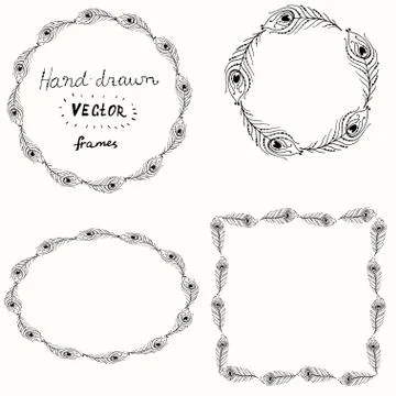 Hand drawn vector illustration frames Illustrazione stock