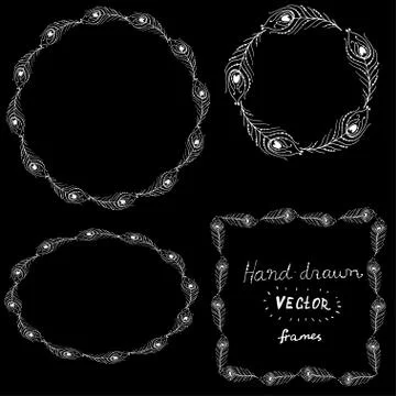 Hand drawn vector illustration frames イラスト素材