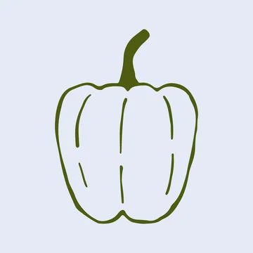 Hand drawn vector illustration of a fresh bell pepper. This minimalist line art Stock Illustration