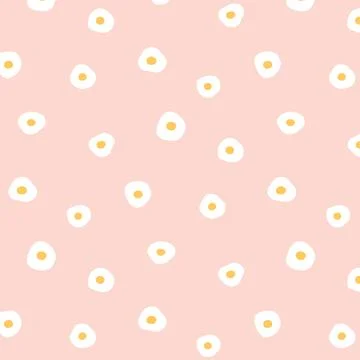 Hand drawn vector illustration of fried egg pattern in pink background. 스톡 일러스트