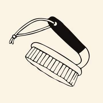 Hand drawn vector illustration of a garment brush with a handle and hanging Illustration