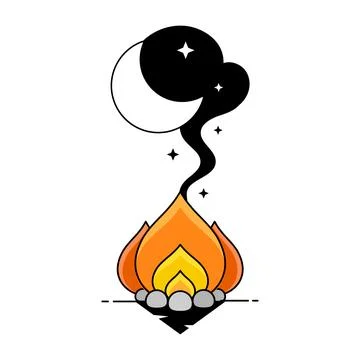 Hand drawn vector illustration - good night, card with moon Ilustração Stock