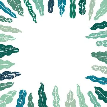 Hand drawn vector illustration of green leaf with blank space for text. Stock Illustration