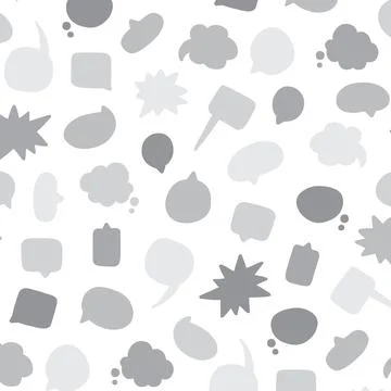Hand drawn vector illustration of grey speech bubbles pattern 스톡 일러스트