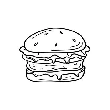 Hand drawn vector illustration of hamburger icon in sketch style. Cute illust Stock Illustration