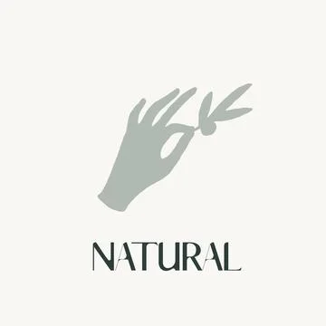 Hand drawn vector illustration of hand with branch, linear style, line drawing. Stock Illustration