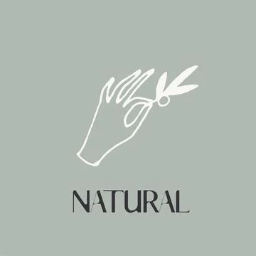 Hand drawn vector illustration of hand with branch, linear style, line drawing.  Stock Illustration
