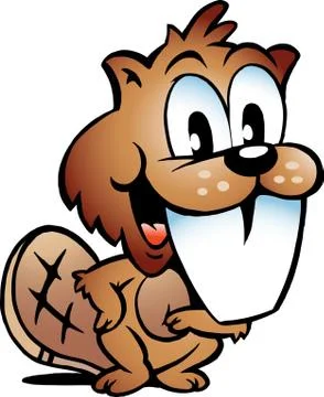 Hand-drawn vector illustration of an happy beaver Stock Illustration