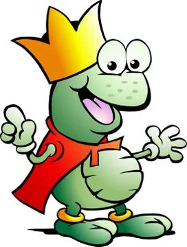 Hand-drawn vector illustration of an happy prince frog Stock Illustration