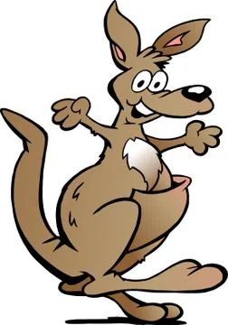 Hand-drawn vector illustration of an happy kangaroo Stock Illustration
