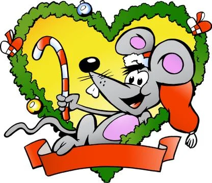 Hand-drawn vector illustration of an happy christmas mouse Stock Illustration