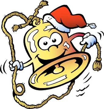 Hand-drawn vector illustration of an happy christmas bell Stock Illustration