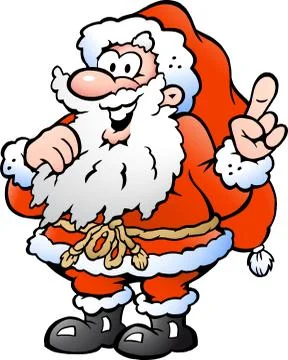 Hand-drawn vector illustration of an happy santa pointing Stock Illustration