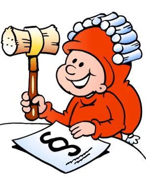 Hand-drawn vector illustration of an happy christmas elf studying law Stock Illustration