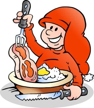 Hand-drawn vector illustration of an happy christmas elf cooking Stock Illustration