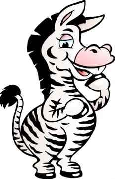Hand-drawn vector illustration of an happy cute zebra horse Stock Illustration