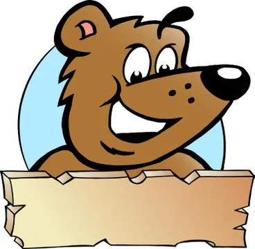 Hand-drawn vector illustration of an happy proud brown bear - logo design Stock Illustration