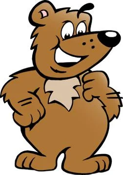 Hand-drawn vector illustration of an happy proud brown bear Stock Illustration