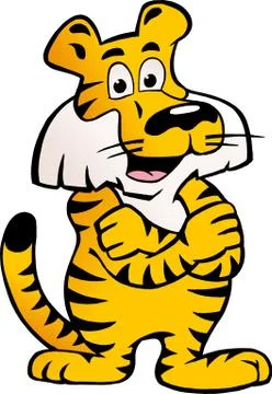 Hand-drawn vector illustration of an happy and proud siberian tiger Stock Illustration