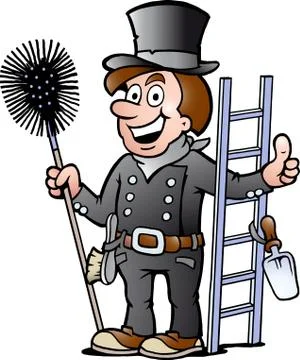 Hand-drawn vector illustration of an happy chimney sweep Stock Illustration