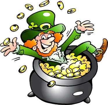 Hand-drawn vector illustration of an happy leprechaun Stock Illustration