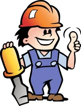 Hand-drawn vector illustration of an happy mechanic handyman Stock Illustration