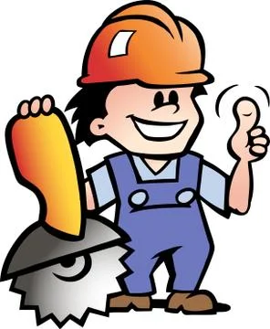 Hand-drawn vector illustration of an happy mechanic or handyman Stock Illustration
