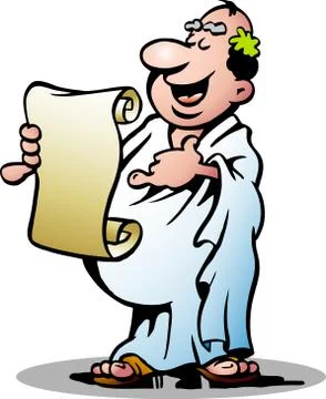 Hand-drawn vector illustration of an happy greek priest Stock Illustration