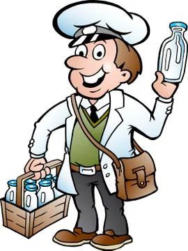 Hand-drawn vector illustration of an happy milkman Stock Illustration